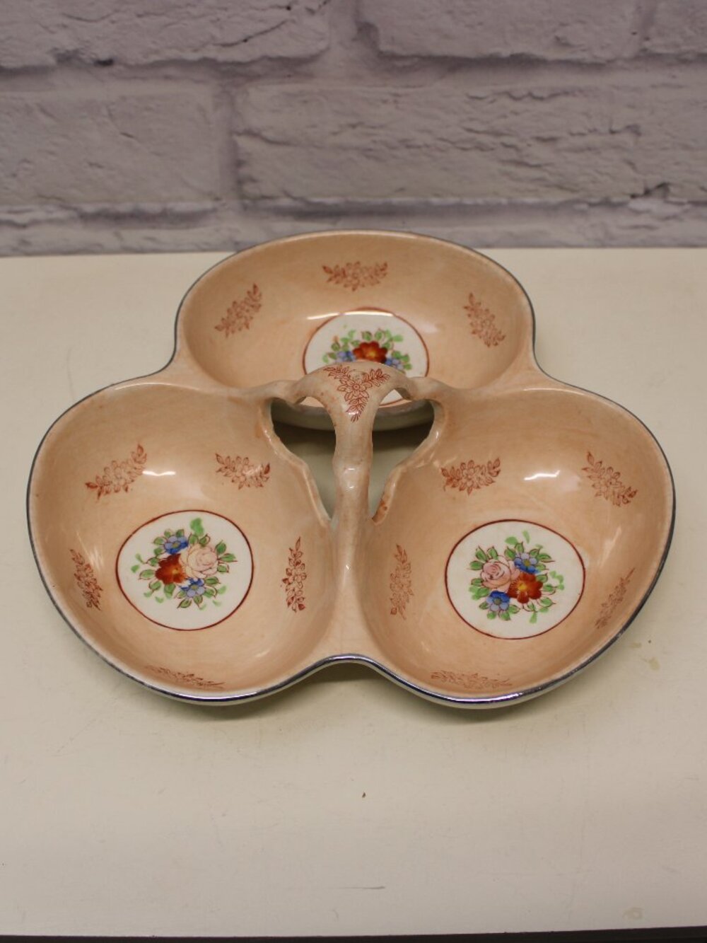 Vintage Made in Japan Pink Floral Relish Pickle Dish Trinket Coffee Table Decor